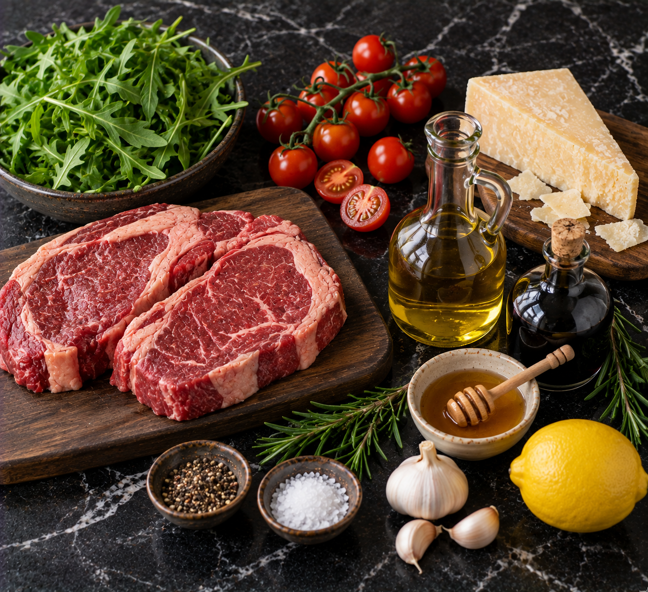 Ingrediënten voor Tagliata met balsamico-tomaat & Parmezaan