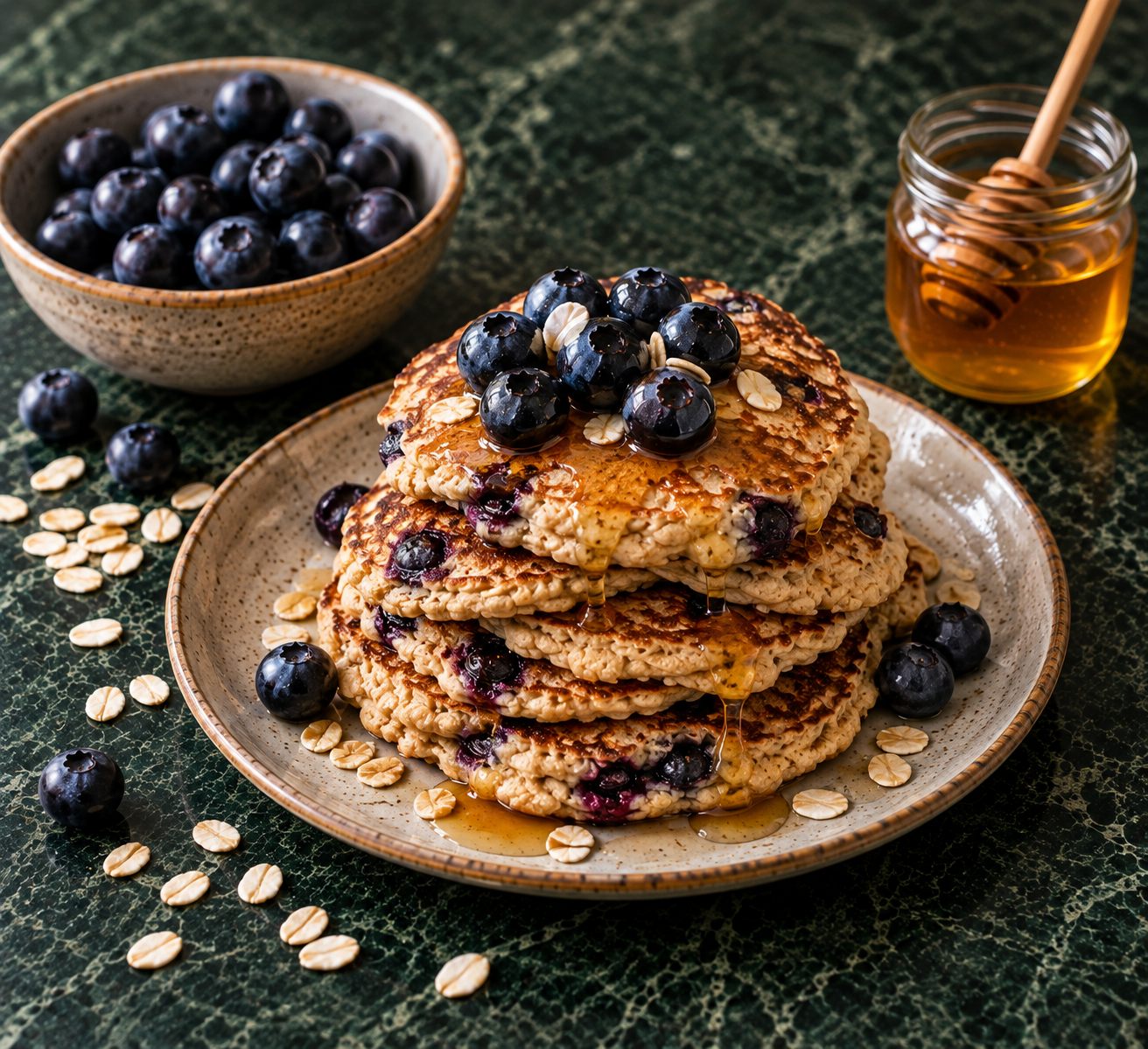 Havermoutpannenkoekjes met blauwe bessen