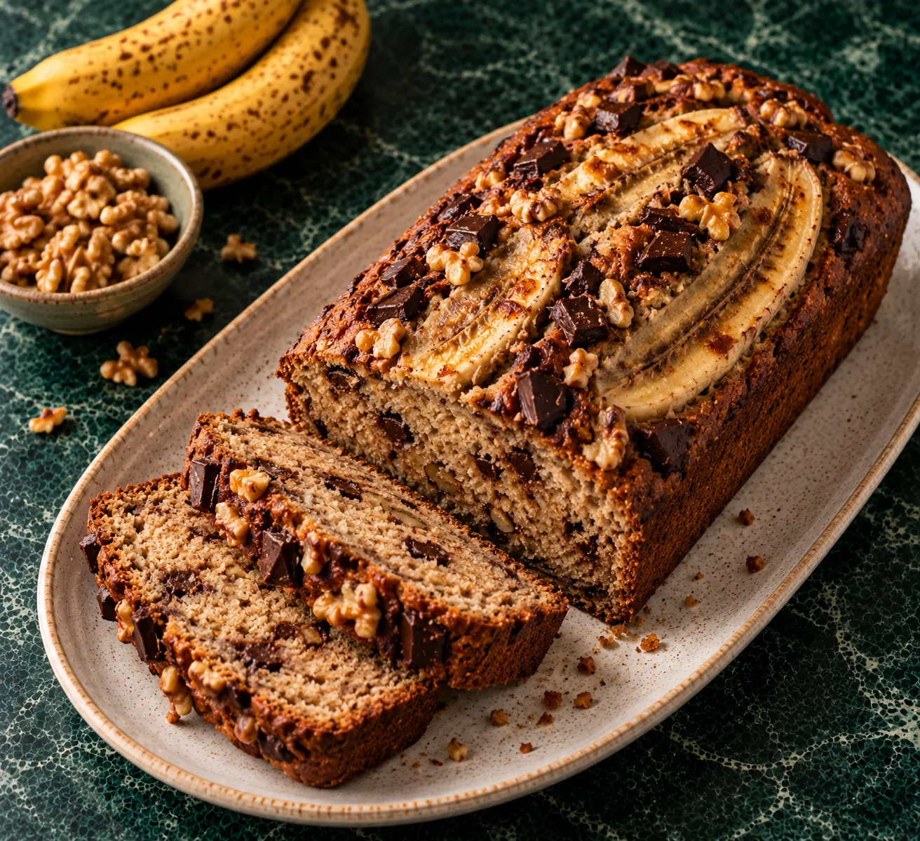 Banana Bread with Dark Chocolate & Walnuts