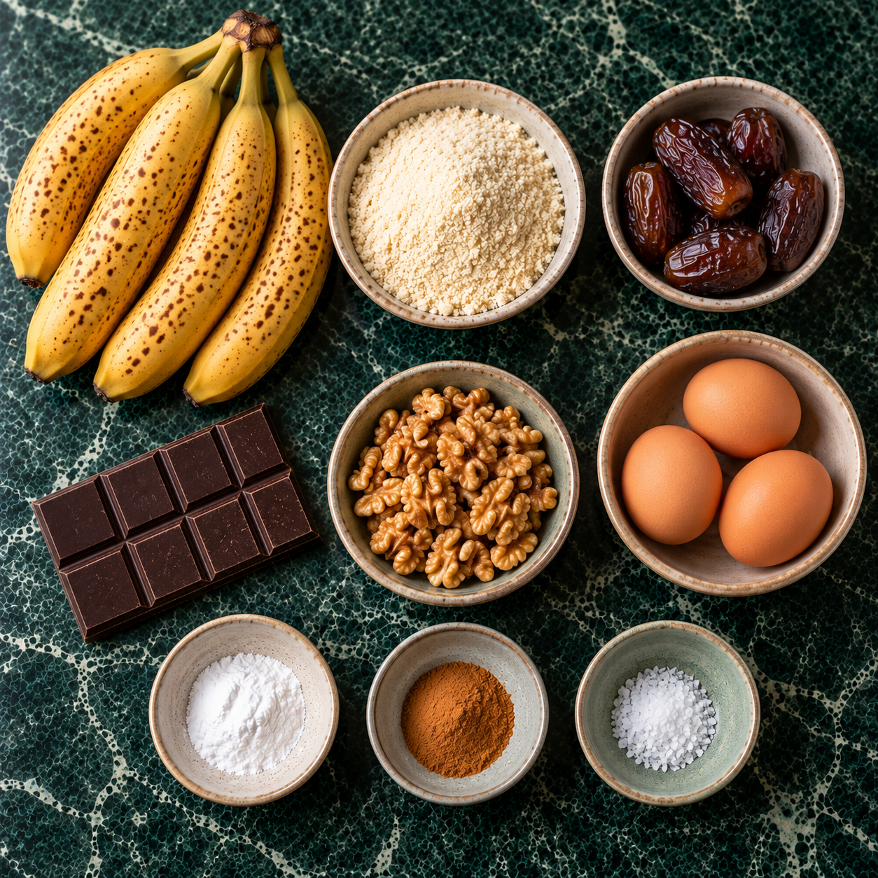 Ingrediënten voor Bananenbrood met pure chocolade & walnoten
