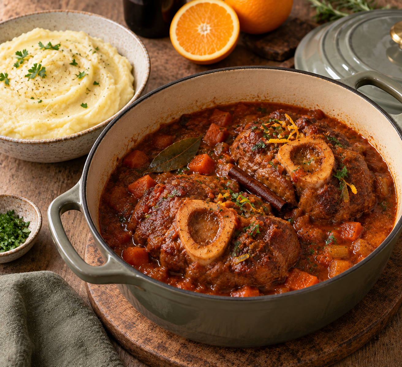 Ossobuco met sinaasappel, rozemarijn en kaneel