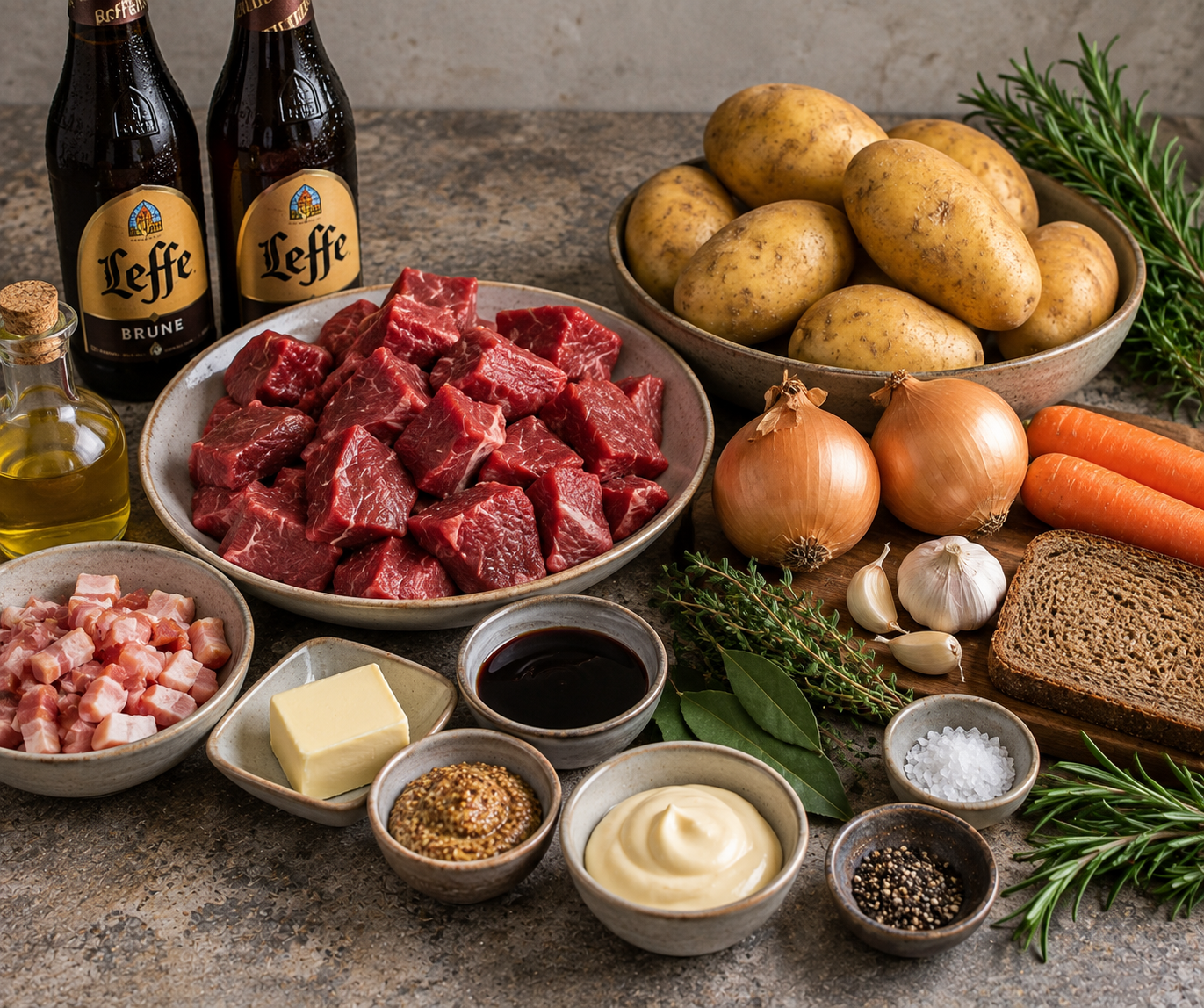 Ingrediënten voor Stoofvlees met rozemarijnfriet