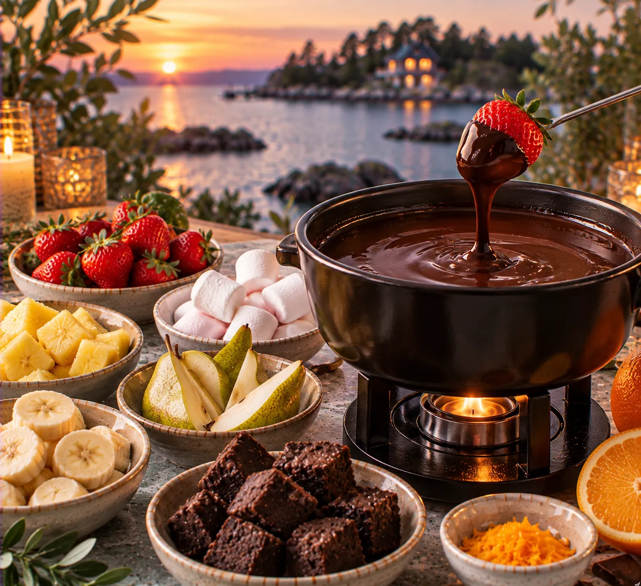 Dark Chocolate Fondue with Orange & Sea Salt