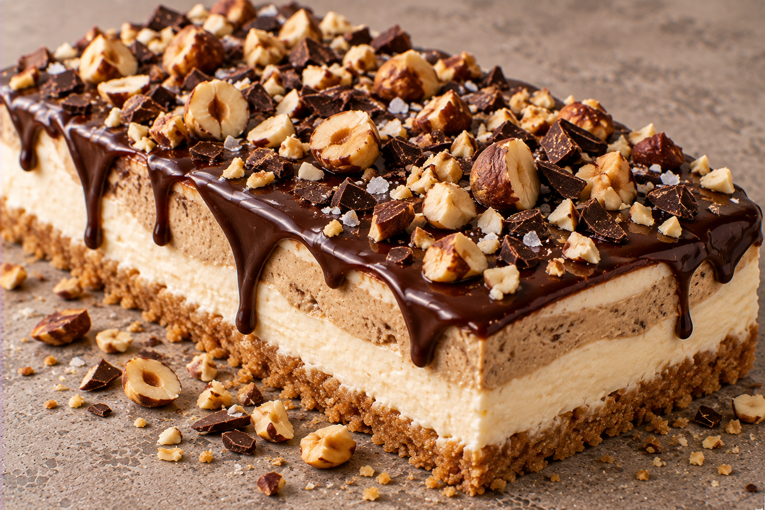 Baileys-cheesecake met espresso, pure chocolade & hazelnoot