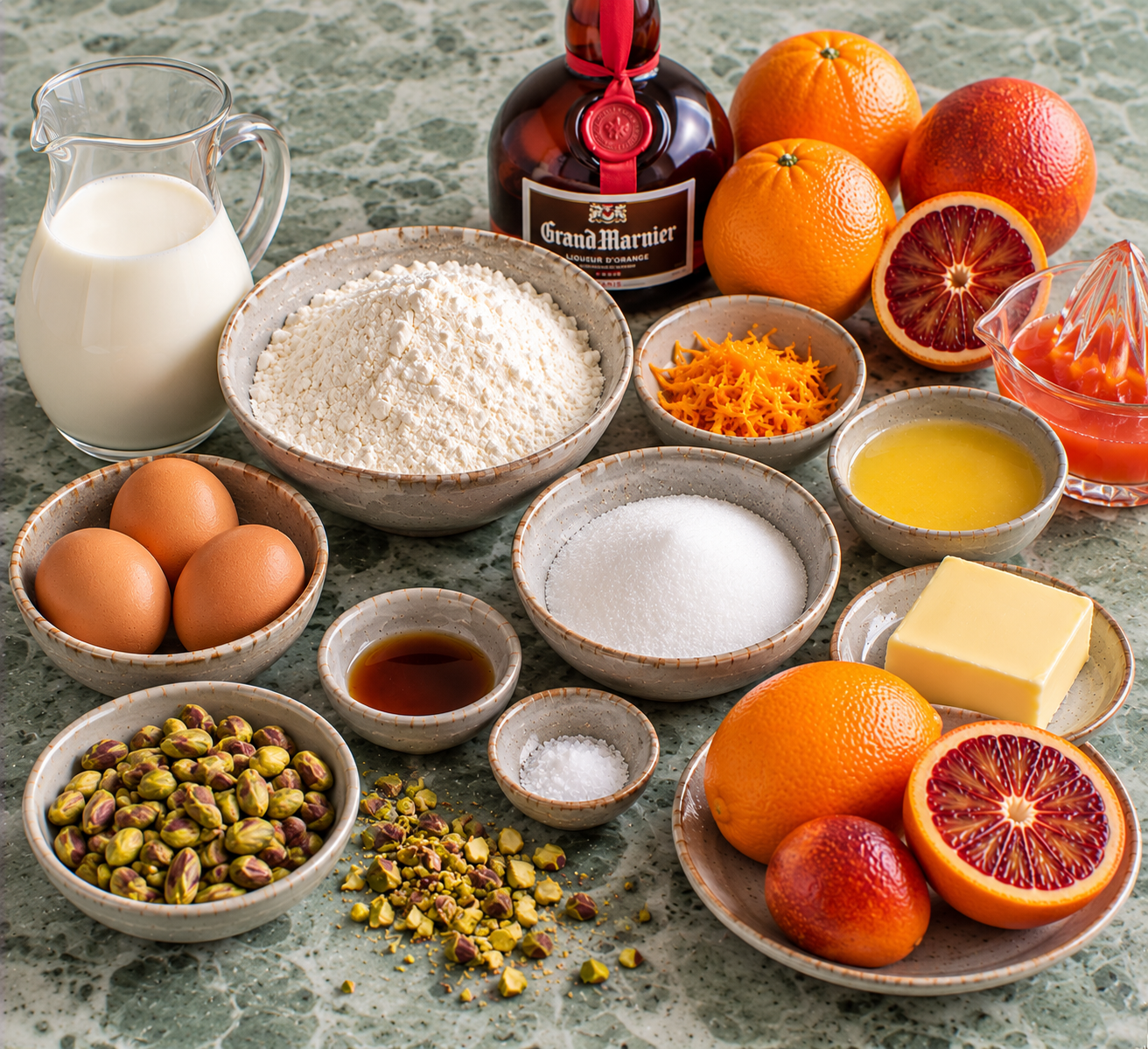 Ingrediënten voor Crêpes Suzette met bloedsinaasappel & Grand Marnier